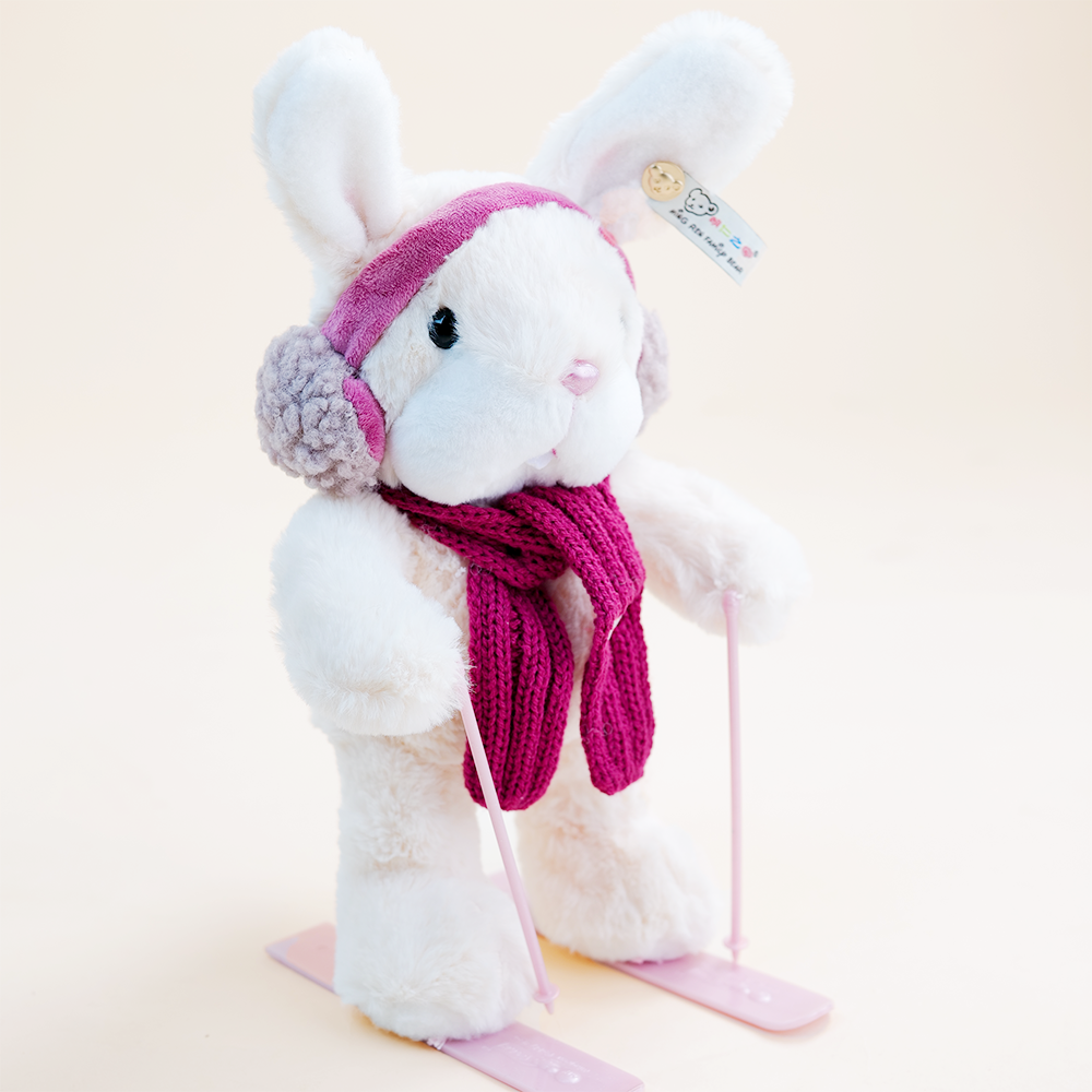MakBak Pink Skating Rabbit Plush Toy - Cute Bunny in Red Skates